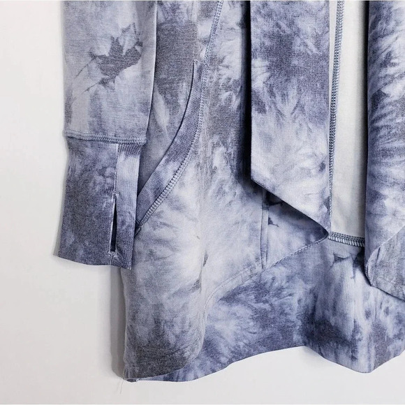 90 Degree By Reflex Shawl Collar Open Front Cardigan Sz Medium Tie Dye Blue/Gray - Picture 6 of 12